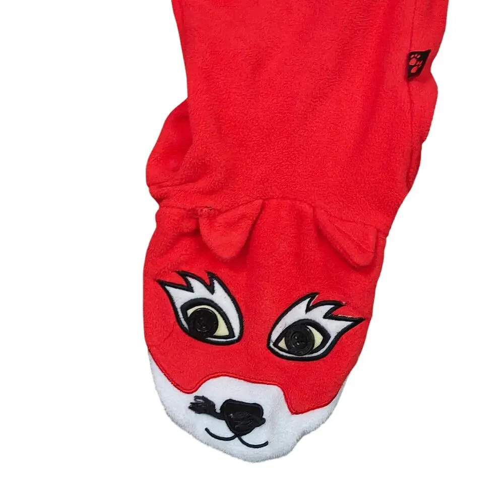 Nick & Nora Red Foxy Footed Fleece Pajama Lounge Unionsuit Womens Medium